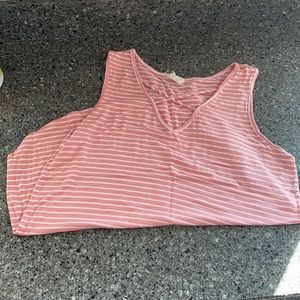 Pink and white striped tank - large